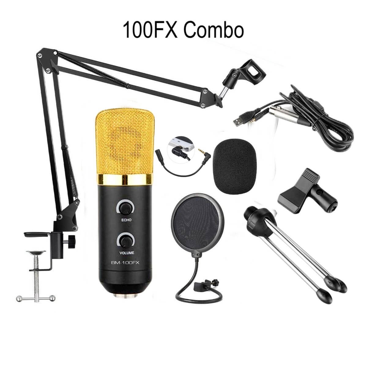 Professional Usb Condenser Microphone Bm100fx Studio Microphone For r  and Streaming Mic Gold and Black - AliExpress